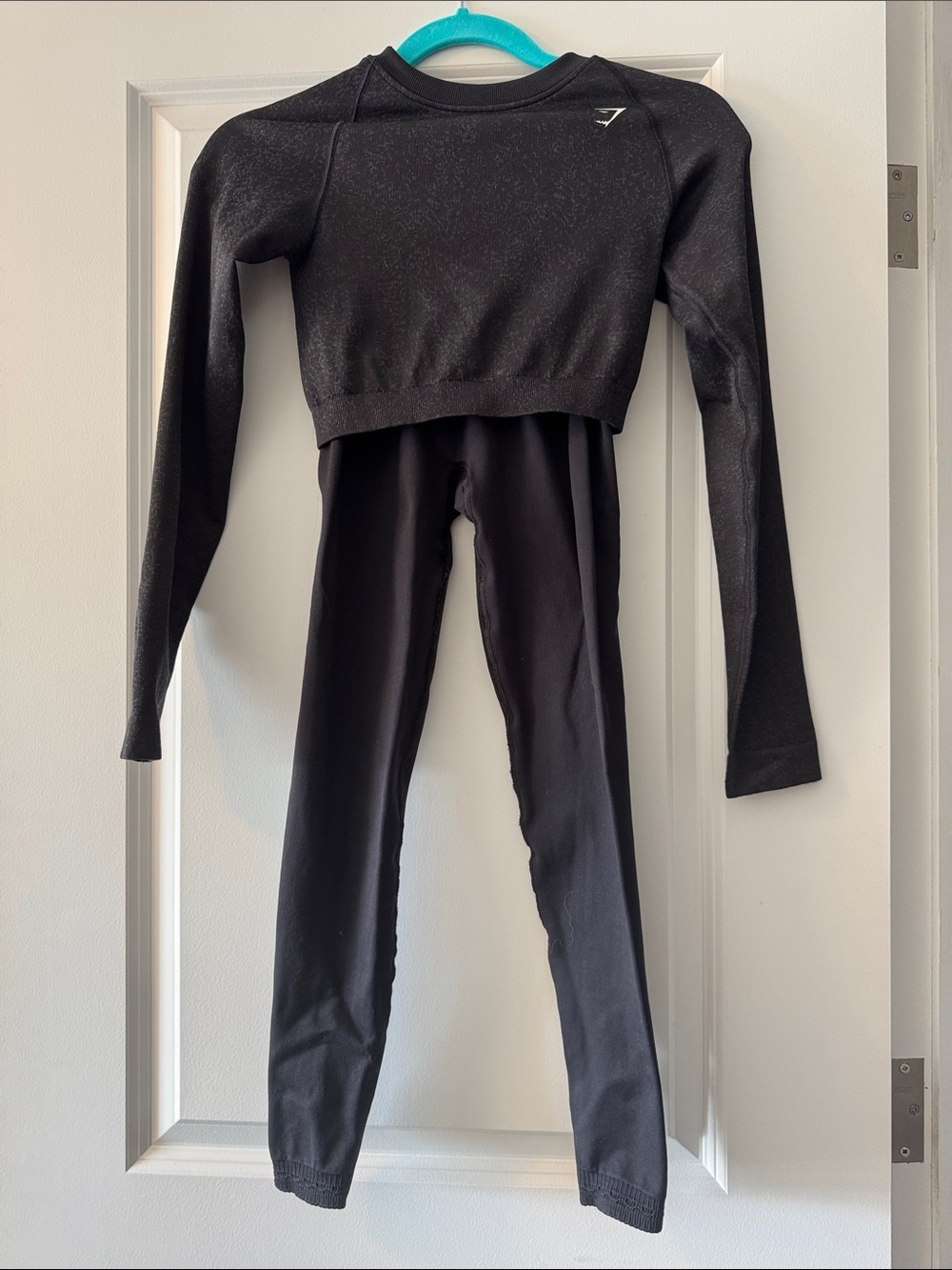 Gymshark Black Girls' Athletic Leggings and Matching Crop Top Set